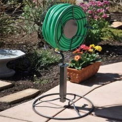 360° Free Standing Swivel Hose Reel With Patio Base -Garden Warehousing 360ltge live2