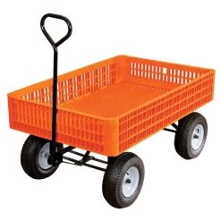 Garden Warehousing 22 Leonard Orange Utility Wagon, Flat-Free Tires
