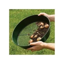 Green Powder-Coated Steel Mesh Garden Sieve