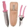 Pink Leonard Deluxe Soil Knife And Traditional Bypass Pruner With Sheath 1 Pink Leonard Deluxe Soil Knife And Traditional Bypass Pruner With Sheath -Garden Warehousing pk2c